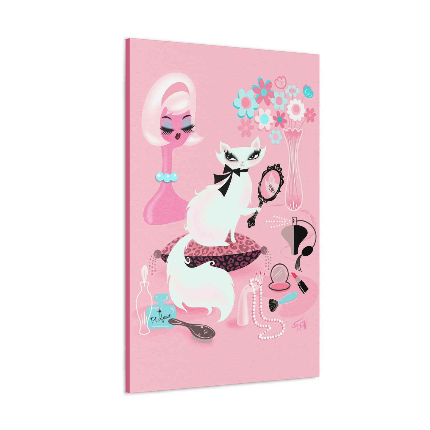 Boudoir Kitty with Mirror • Canvas Gallery Wrap