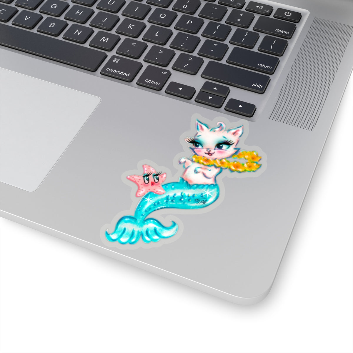 Merkitten with Lei and Starfish • Kiss-Cut Sticker
