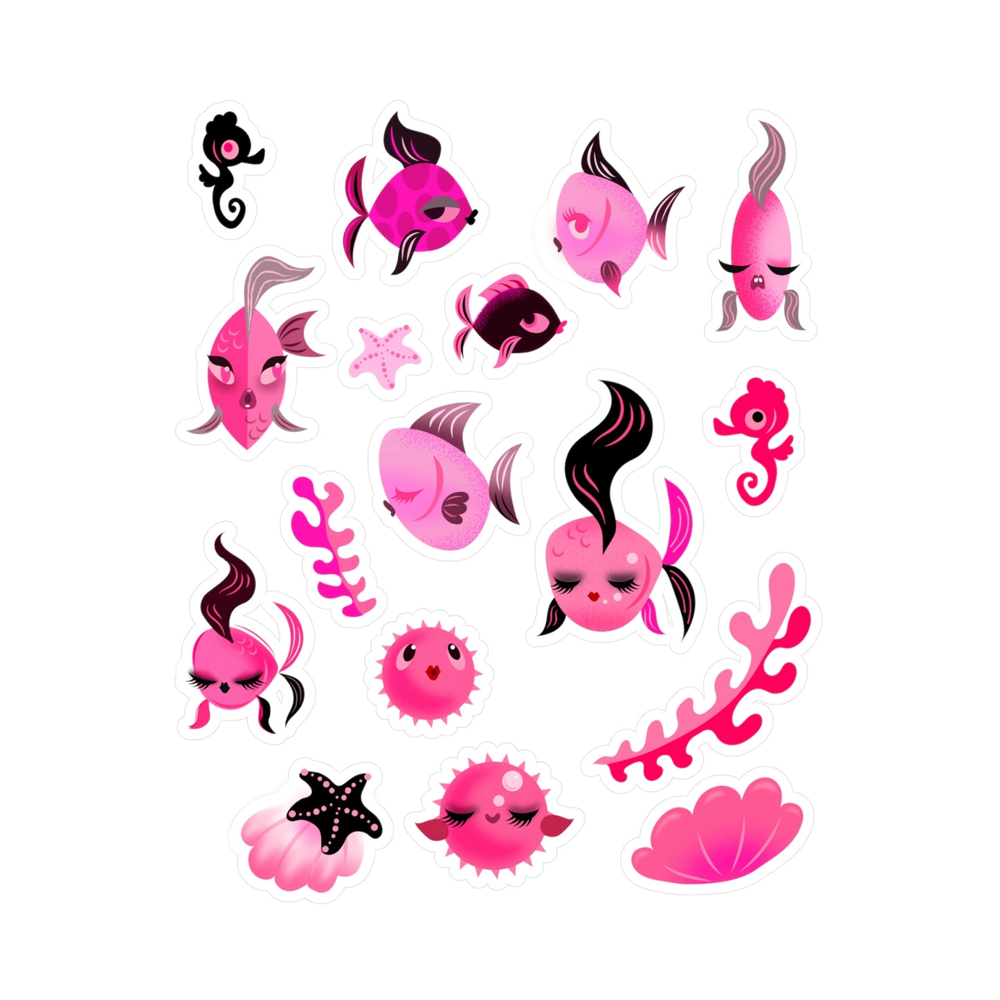 Mid Mod Fishies • Kiss-Cut Vinyl Decals Set
