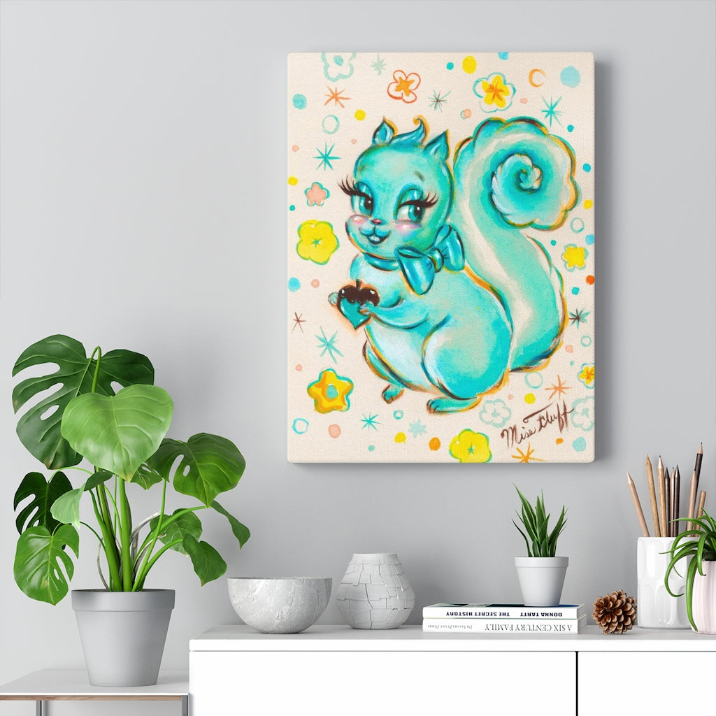 Cute Teal Squirrel • Canvas Gallery Wrap