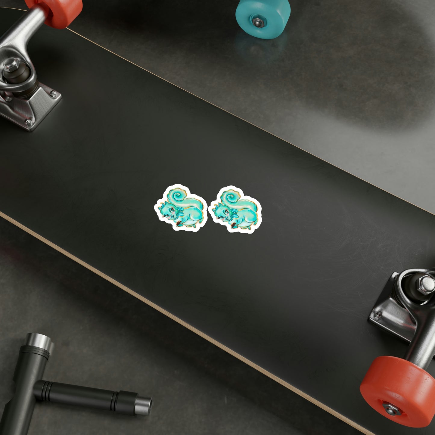 Cute Teal Squirrel • Kiss-Cut Vinyl Decals Set