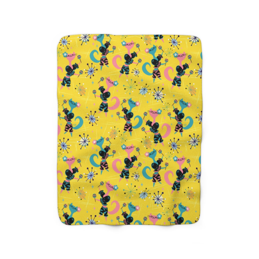 Mambo Kitties Yellow • Sherpa Fleece Blanket