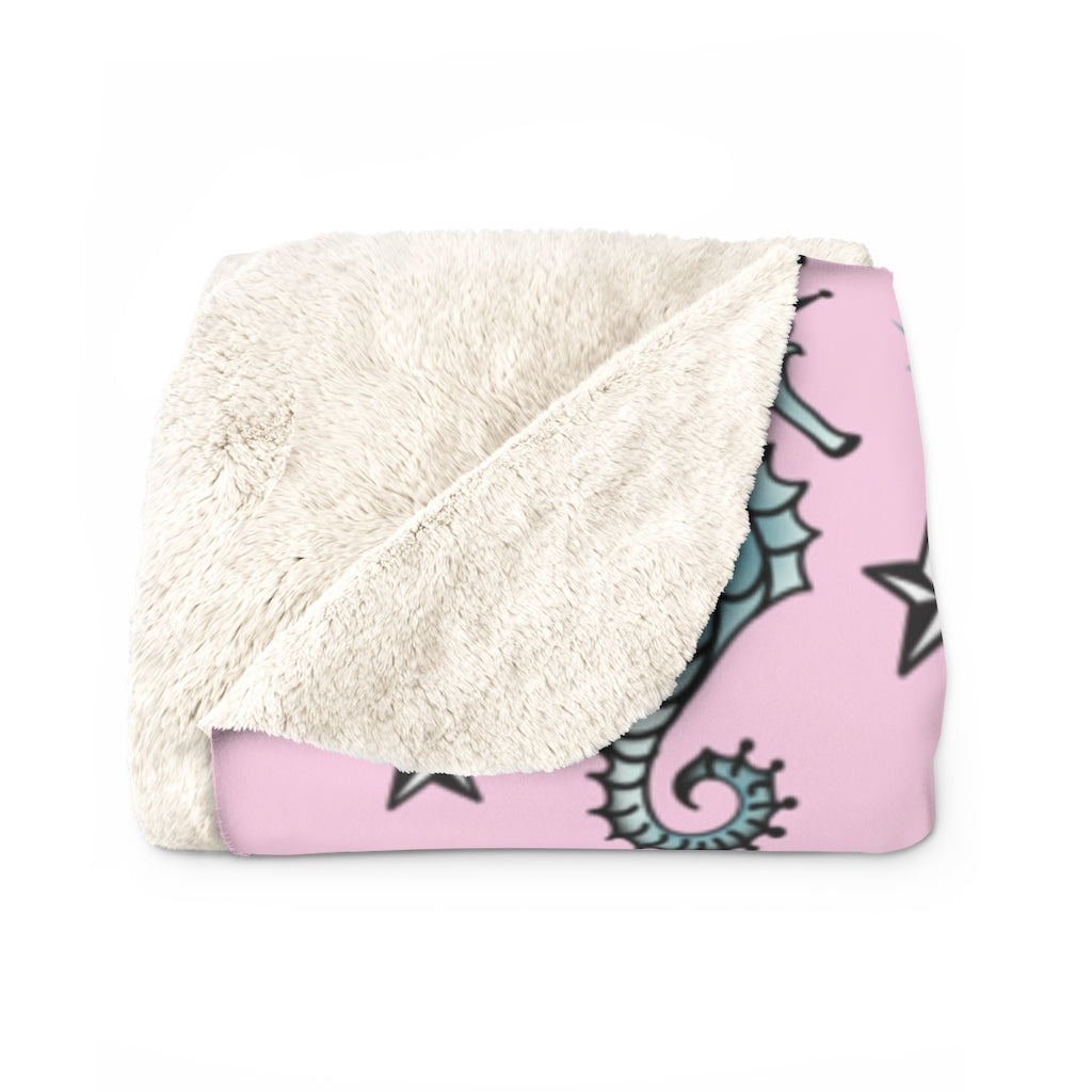 Molly Mermaid on Pink • Sherpa Fleece Blanket
