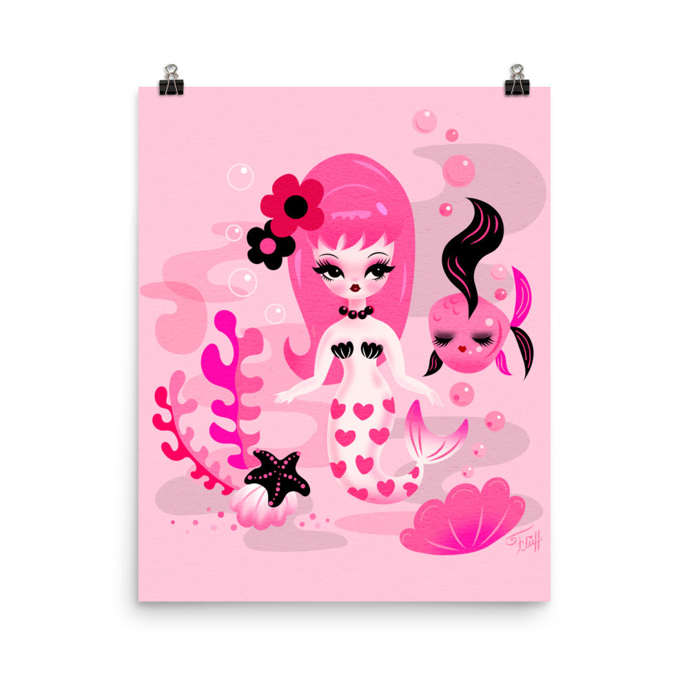 Mod Mermaid in Pinks • Art Print
