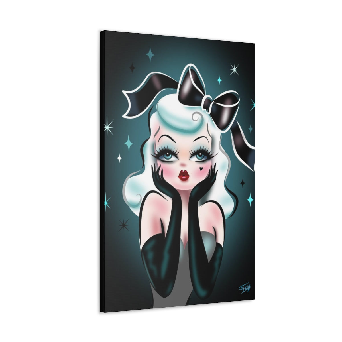 Glamour Doll with Black Bow • Canvas Gallery Wrap