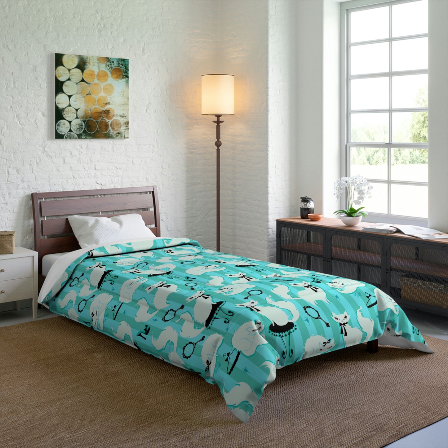 Boudoir Kitties Mint • Comforter