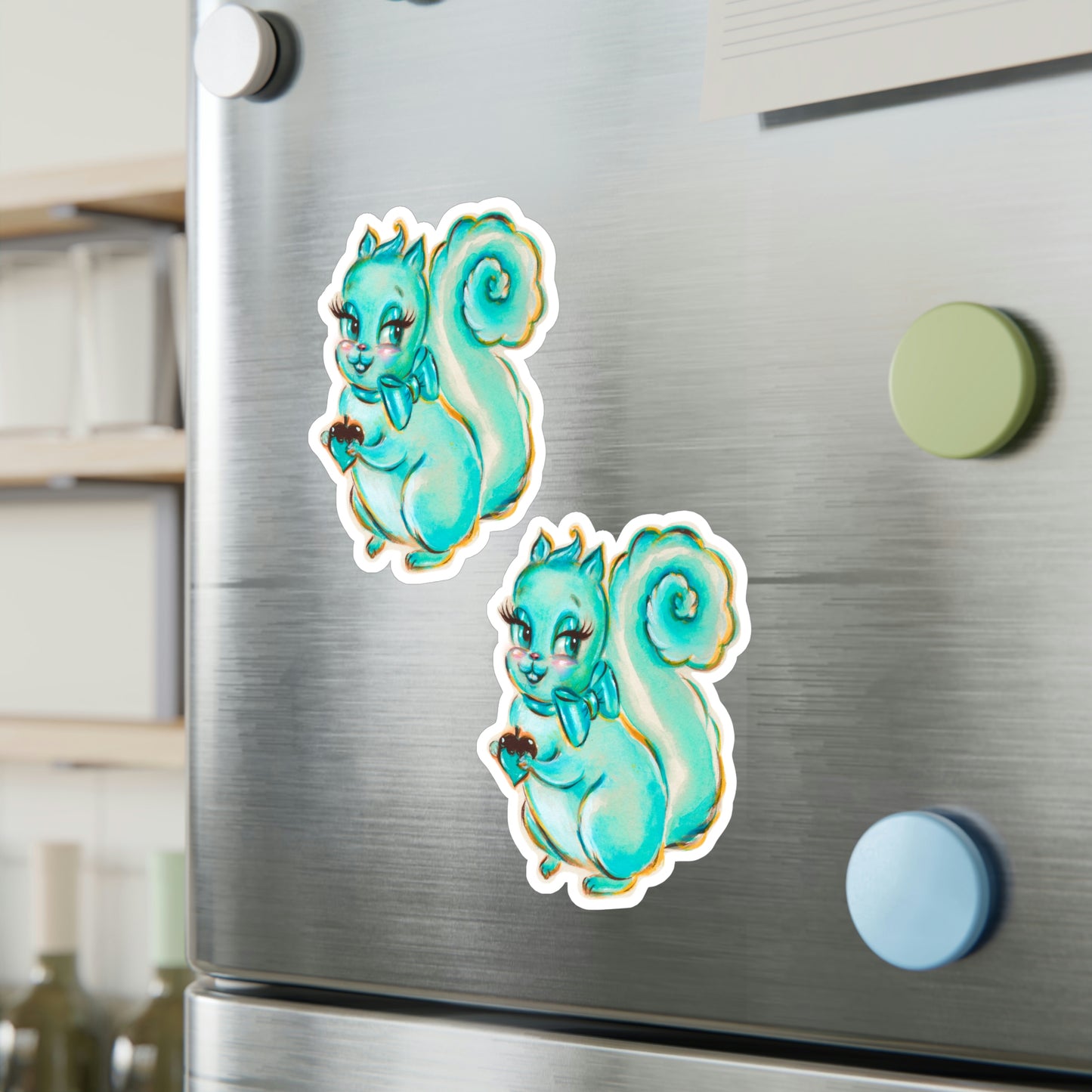 Cute Teal Squirrel • Kiss-Cut Vinyl Decals Set