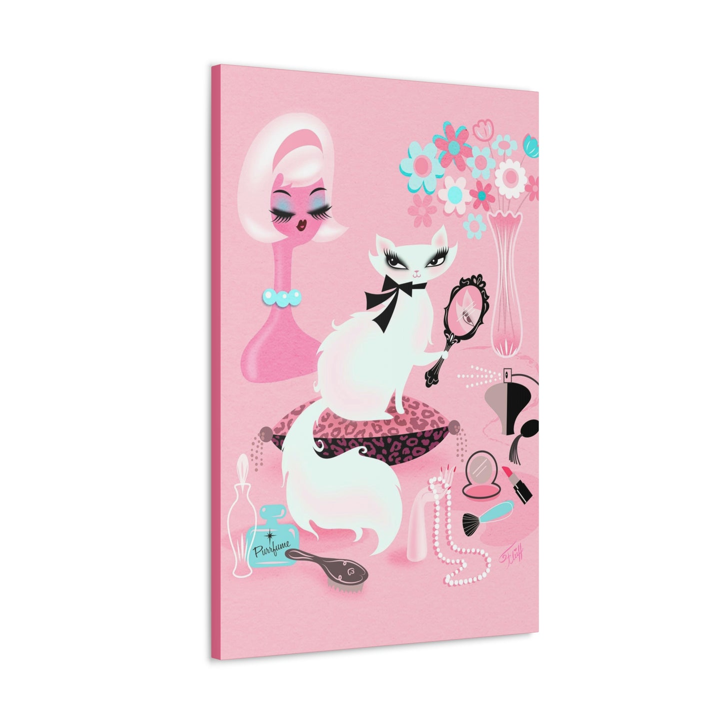 Boudoir Kitty with Mirror • Canvas Gallery Wrap