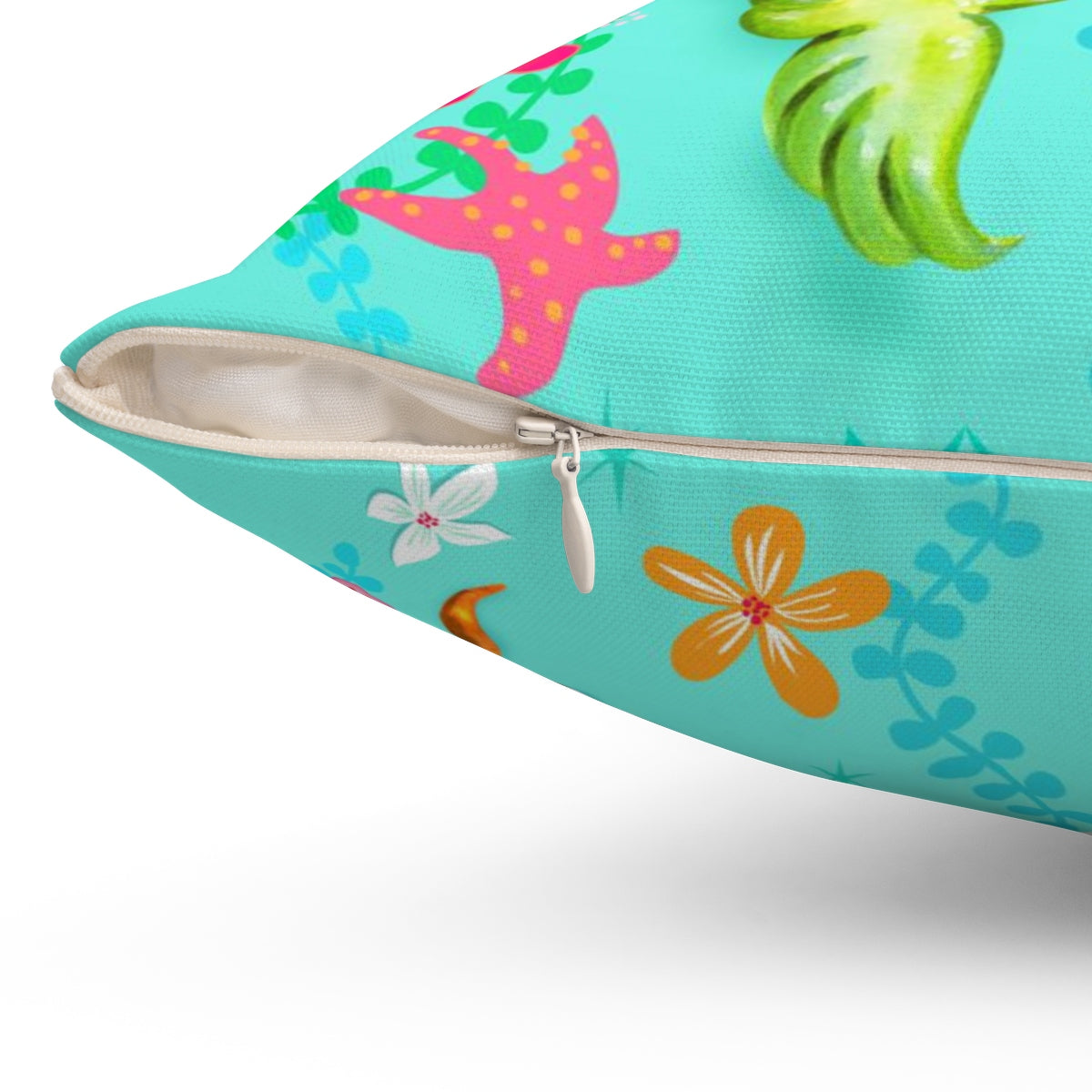 Mermaid Cat with Ukulele • Square Pillow