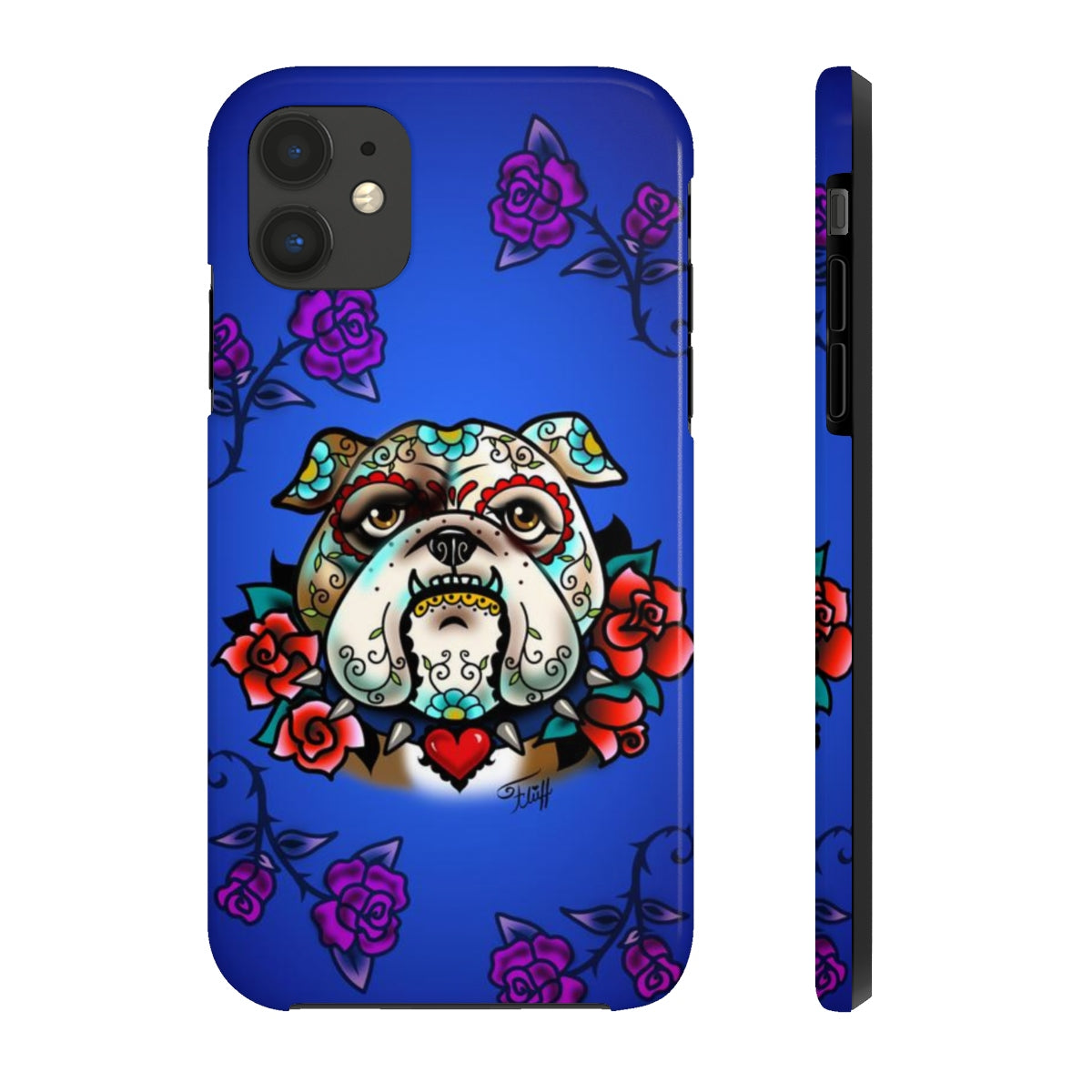 Sugar Skull Bulldog With Roses • Phone Case