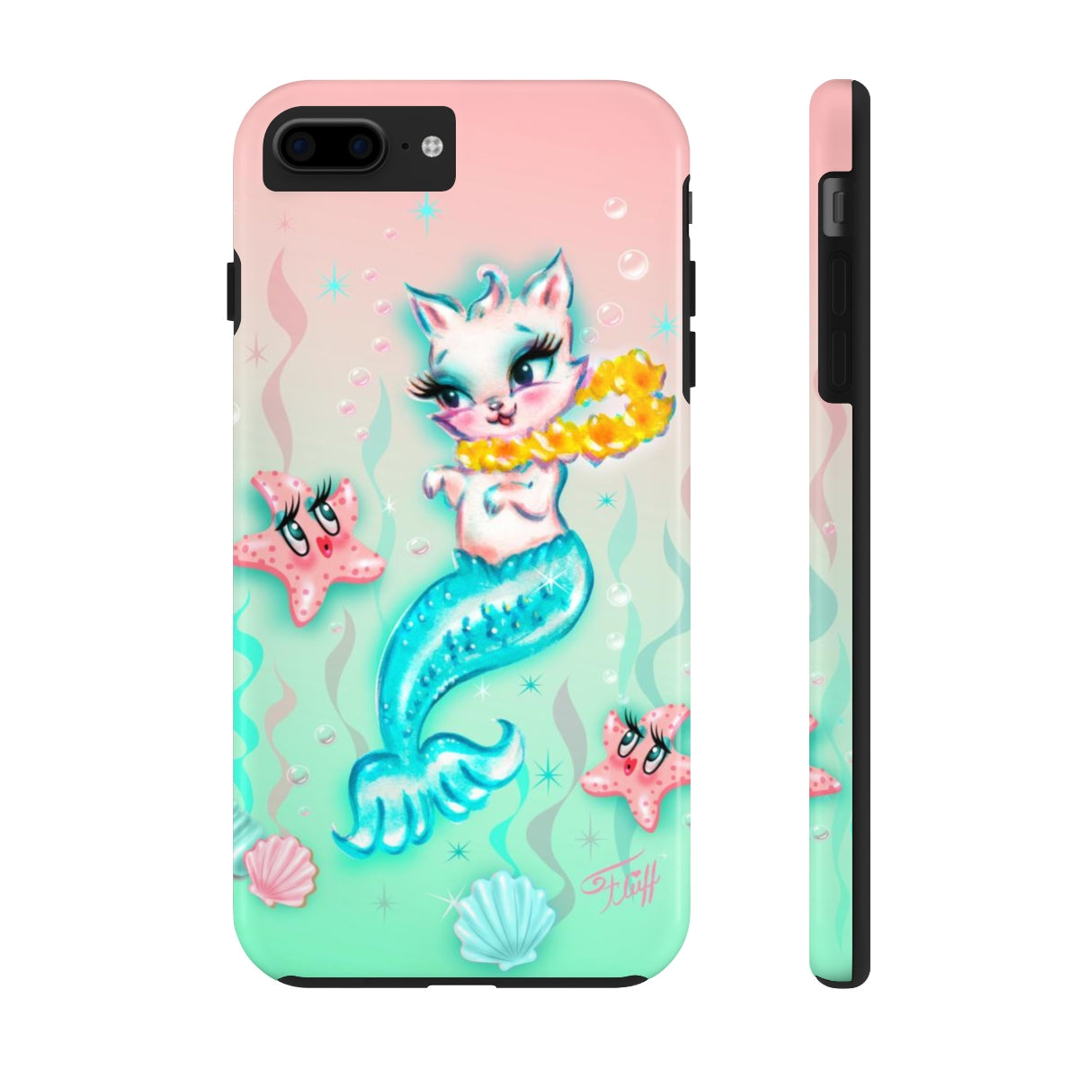 Merkitten with Lei and Starfish • Phone Case