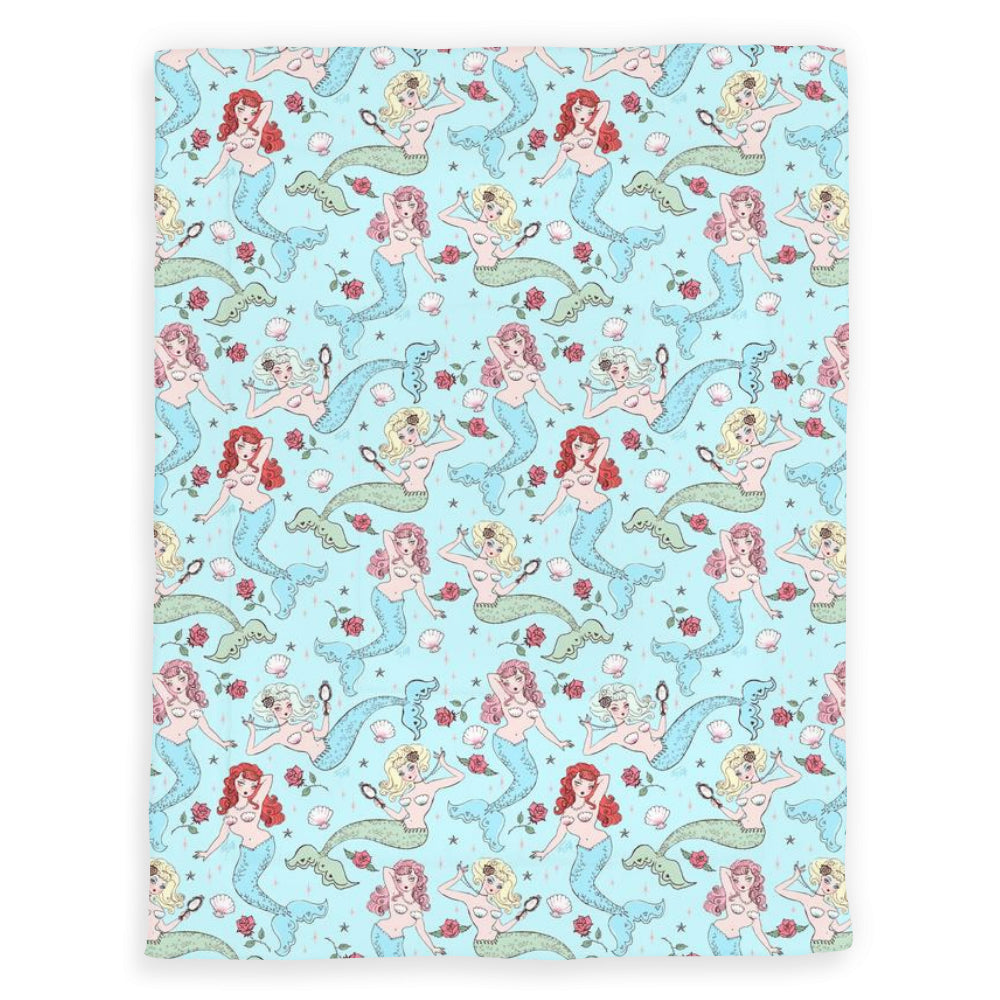 Mermaids and Roses on Aqua • Comforter