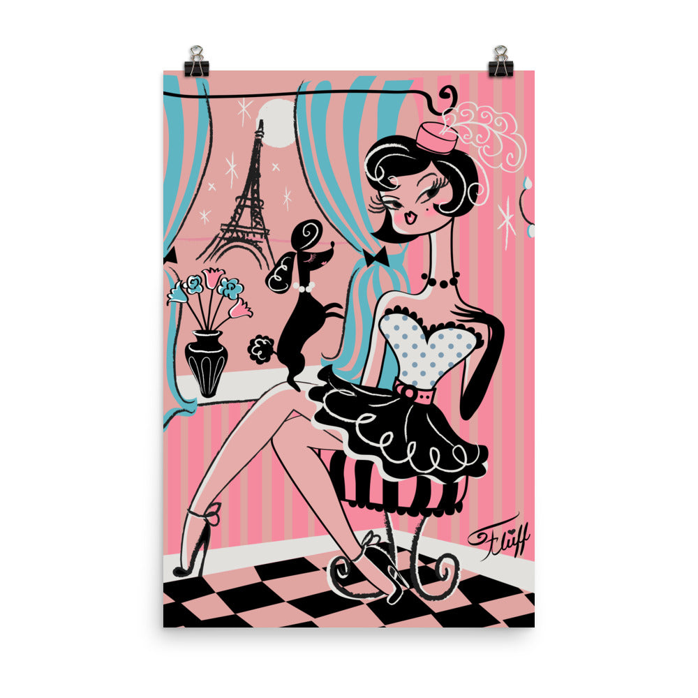 Fru Fru Fancy Girl with Poodle • Art Print