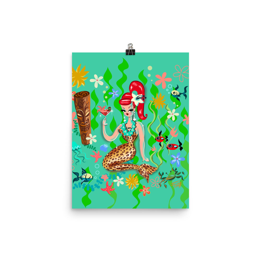 Leopard Martini Mermaid • Art Print