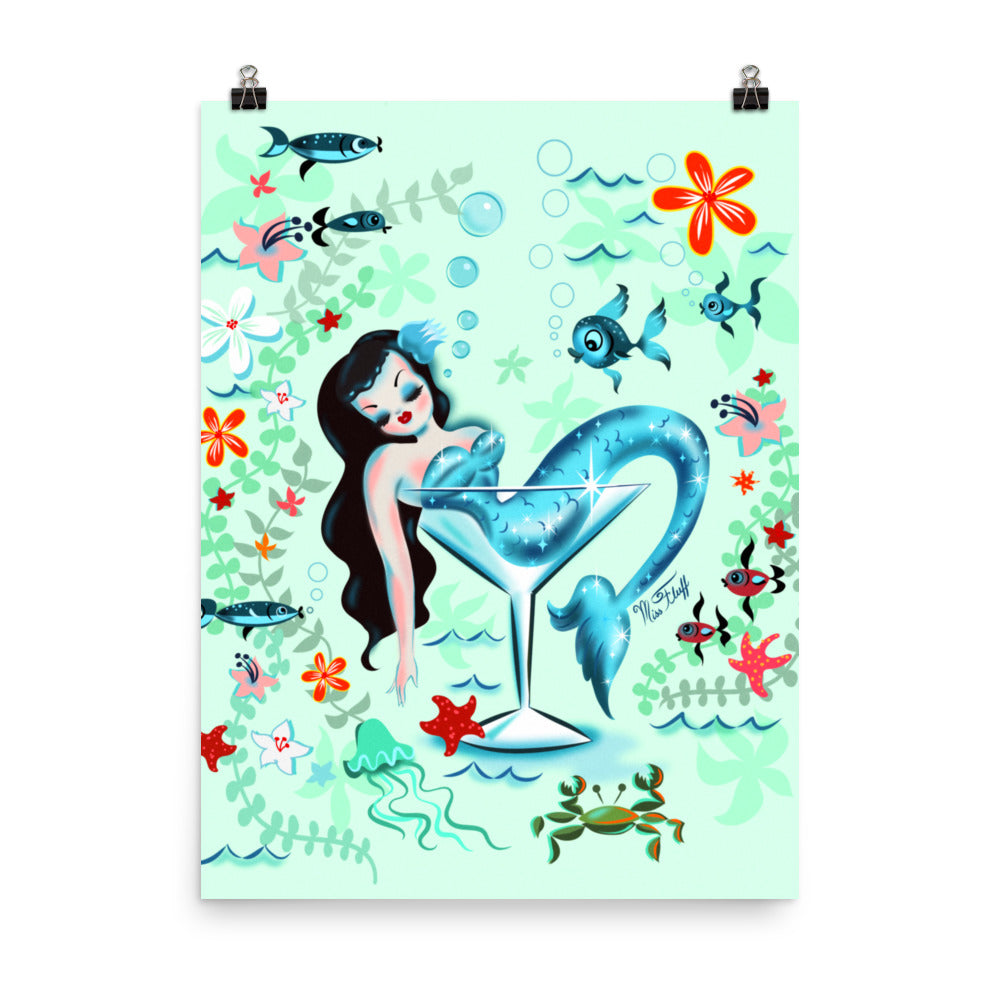 Tipsy Martini Mermaid • Art Print