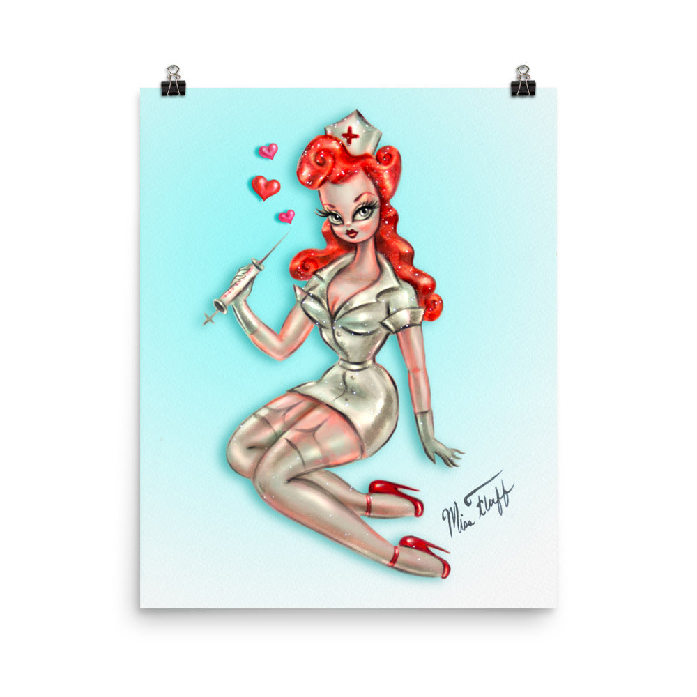 Redhead Pinup Nurse • Art Print