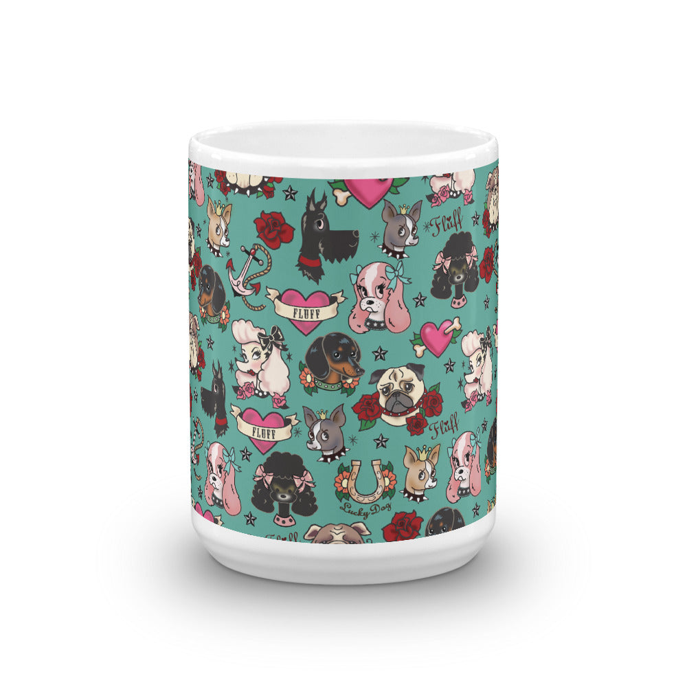Tattoo Pooch on Teal • Mug