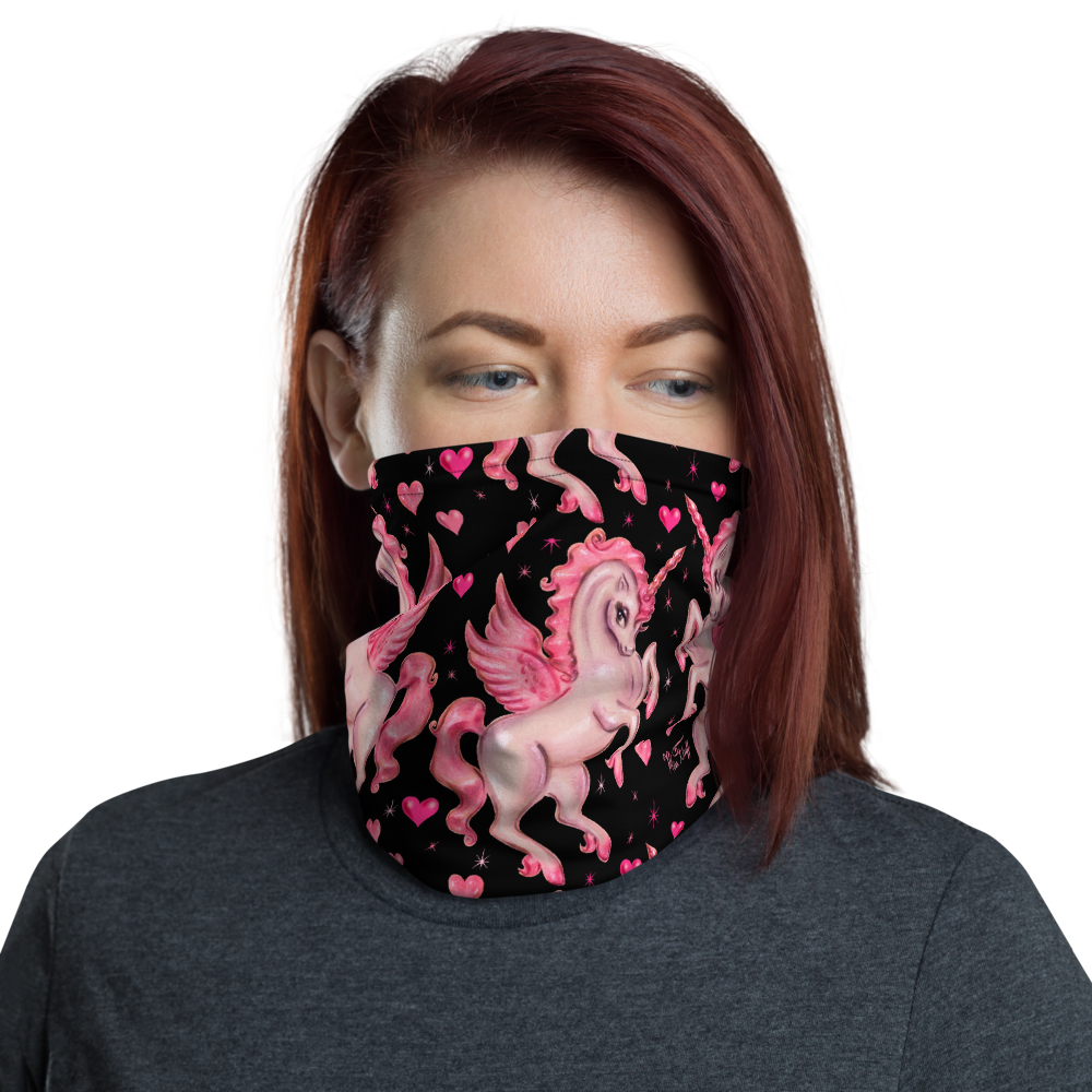Unicorn Pegasus on Black • Neck Gaiter Face Mask