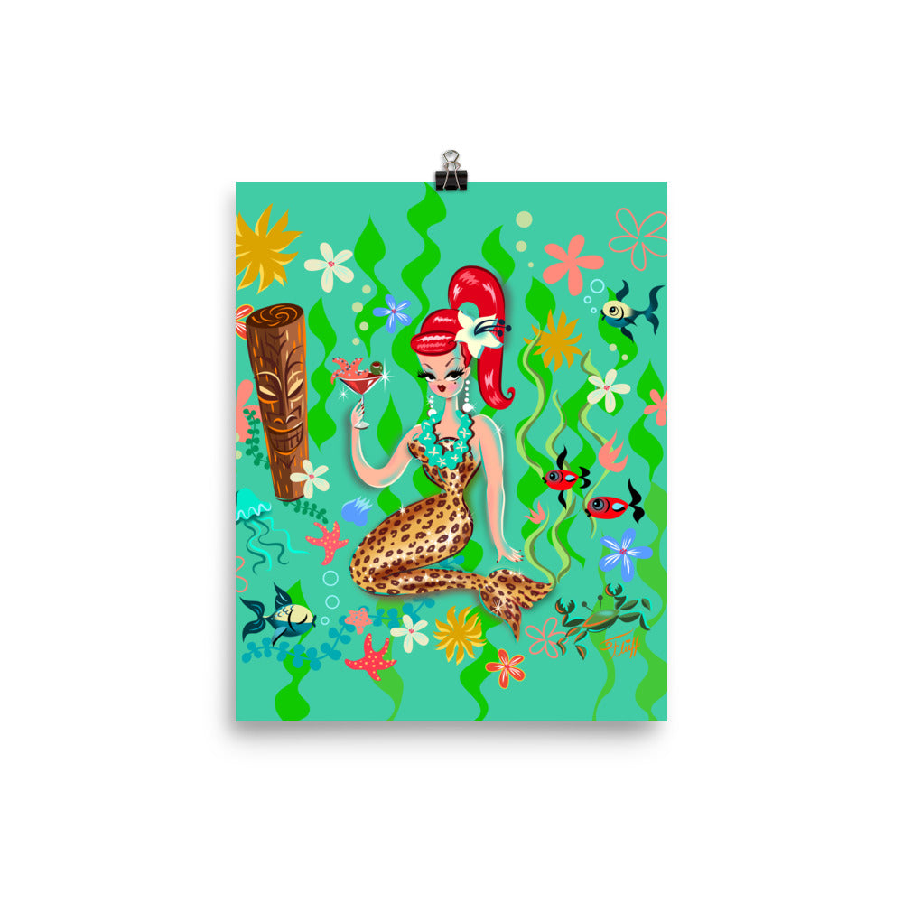 Leopard Martini Mermaid • Art Print