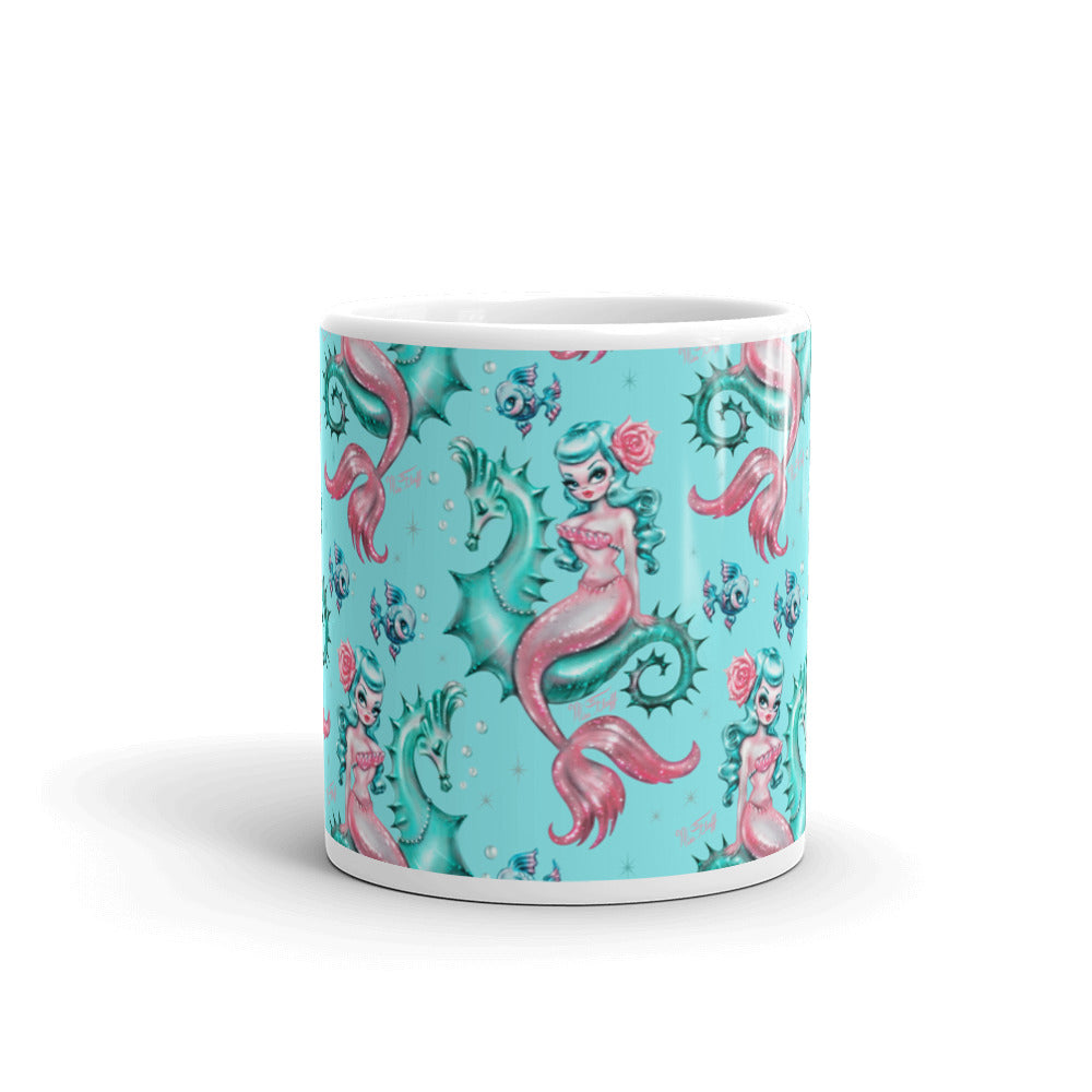 Mysterious Mermaid on Aqua • Mug