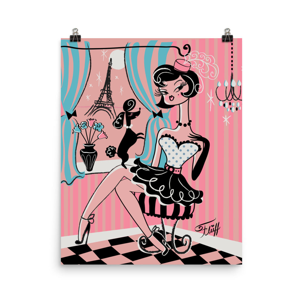 Fru Fru Fancy Girl with Poodle • Art Print