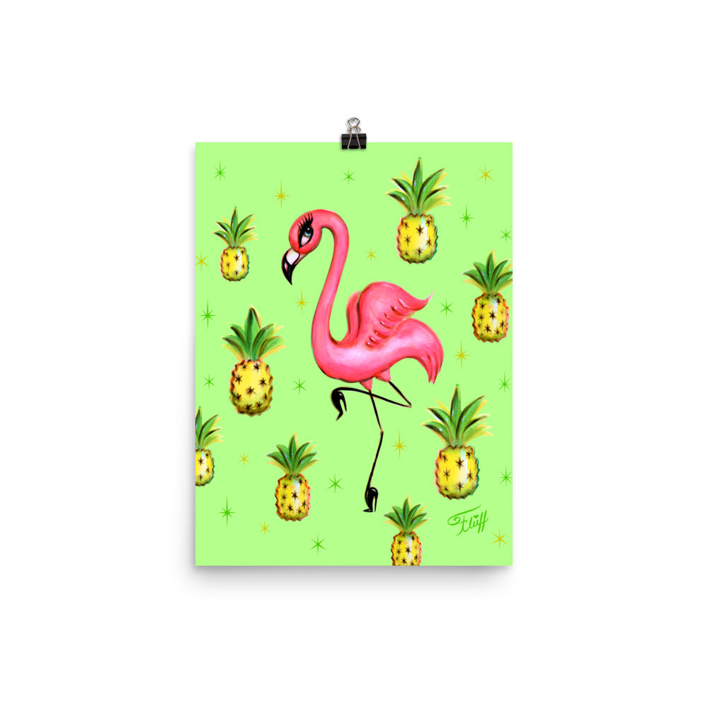 Flamingo with Pineapples • Art Print