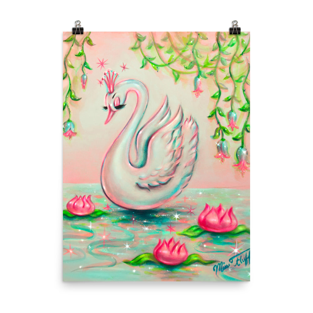 White Swan with Tiara • Art Print