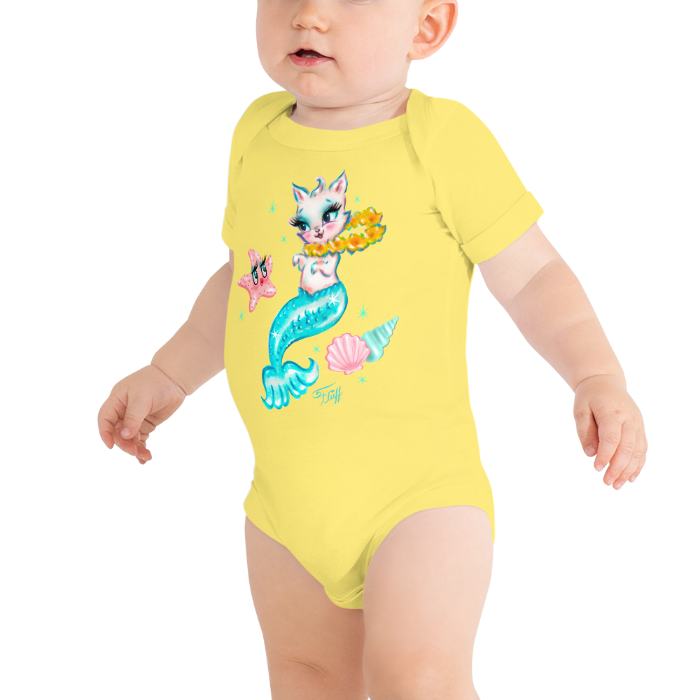 Merkitten with Lei and Starfish • Baby Onesie