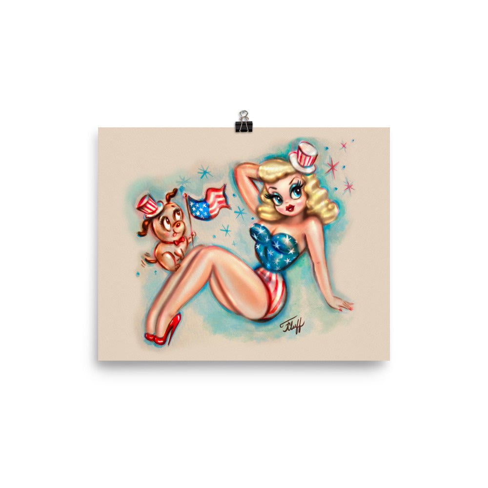 Patriotic Pinup Girl • Art Print