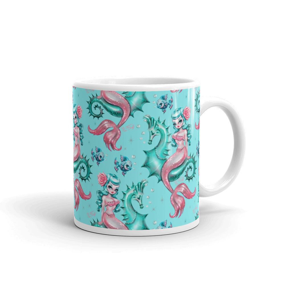 Mysterious Mermaid on Aqua • Mug