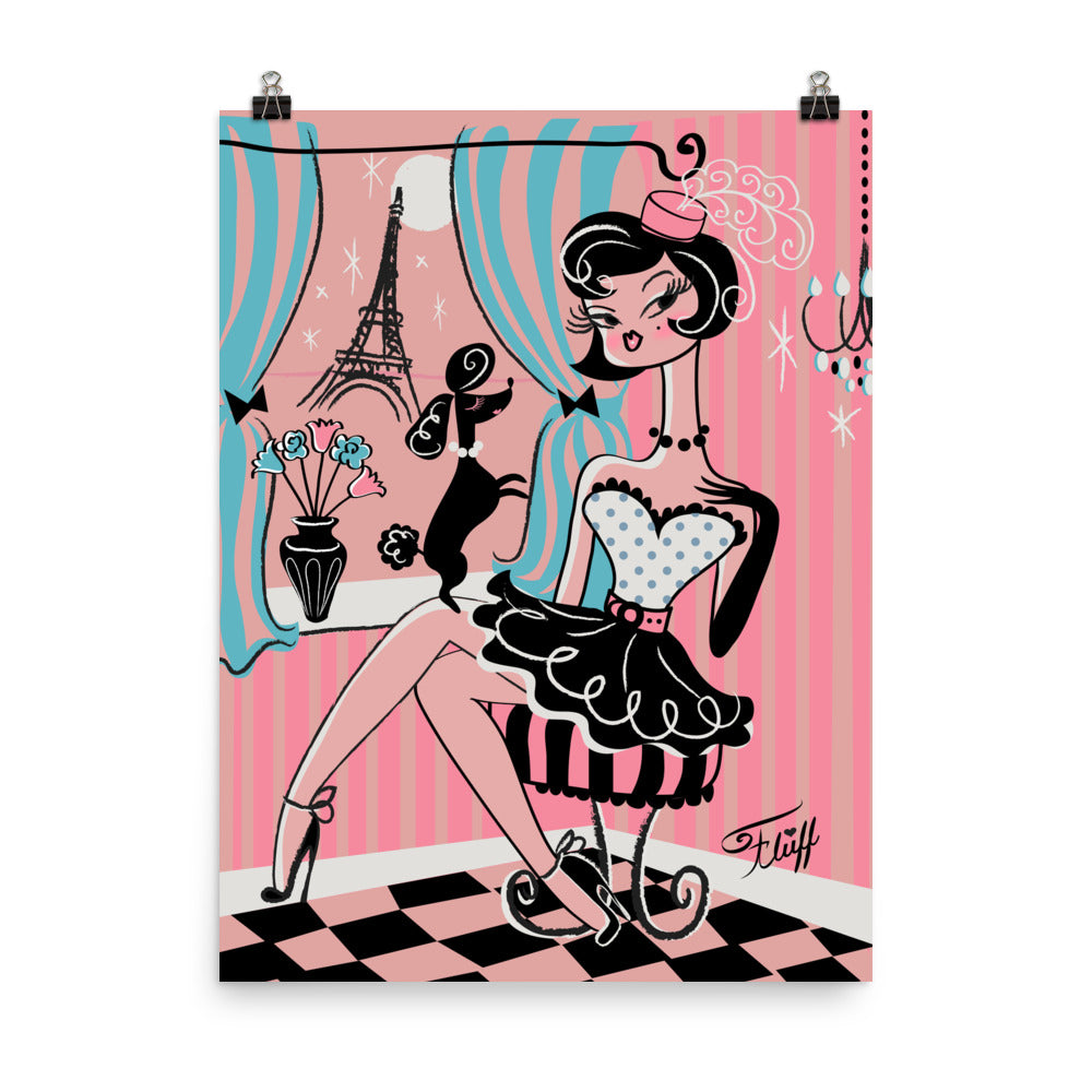 Fru Fru Fancy Girl with Poodle • Art Print
