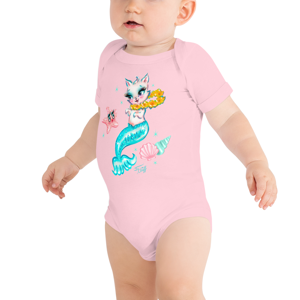 Merkitten with Lei and Starfish • Baby Onesie