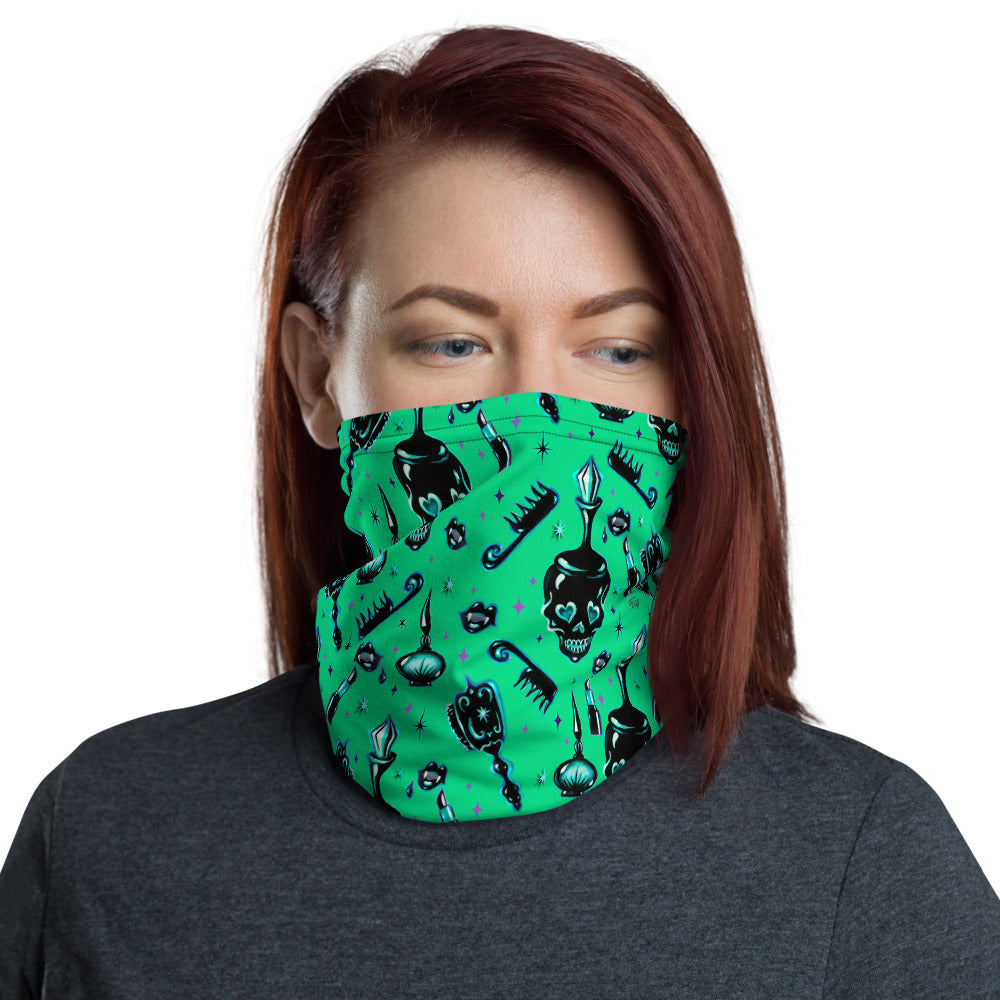 Elements of a Noir Boudoir Green• Neck Gaiter Face Mask