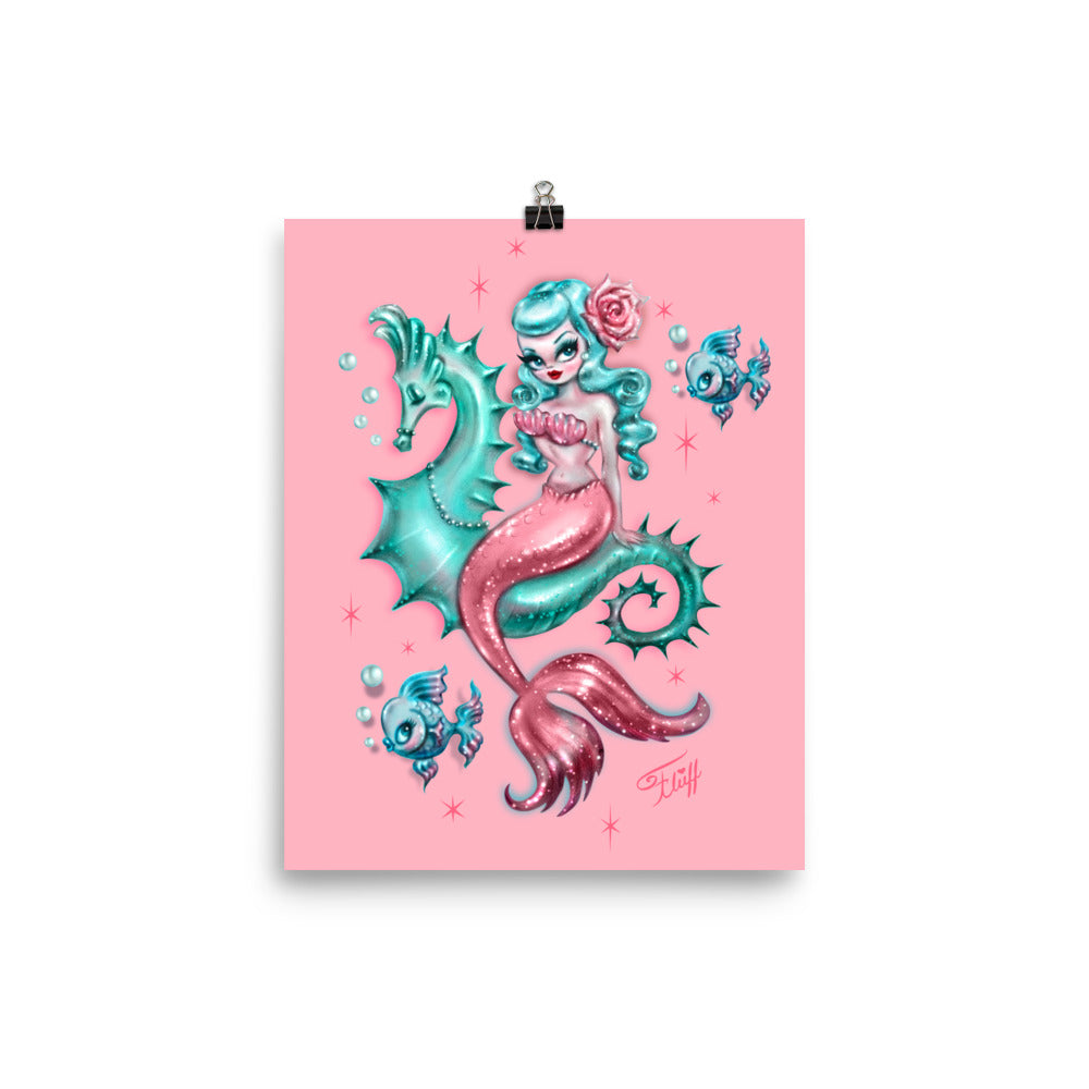 Mysterious Mermaid on Pink • Art Print – Miss Fluff's Shop