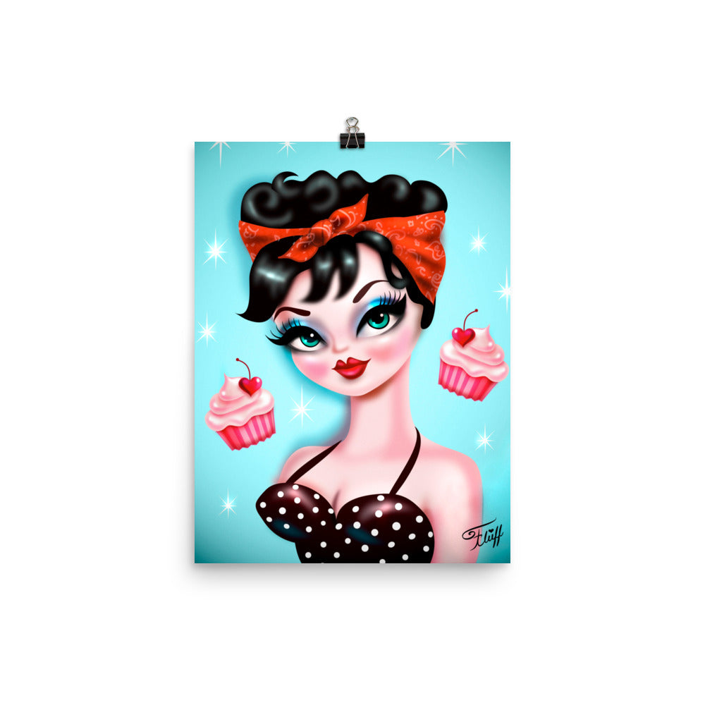 Rockabilly Girl with Red Bandana • Art Print