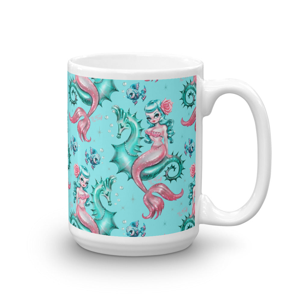 Mysterious Mermaid on Aqua • Mug