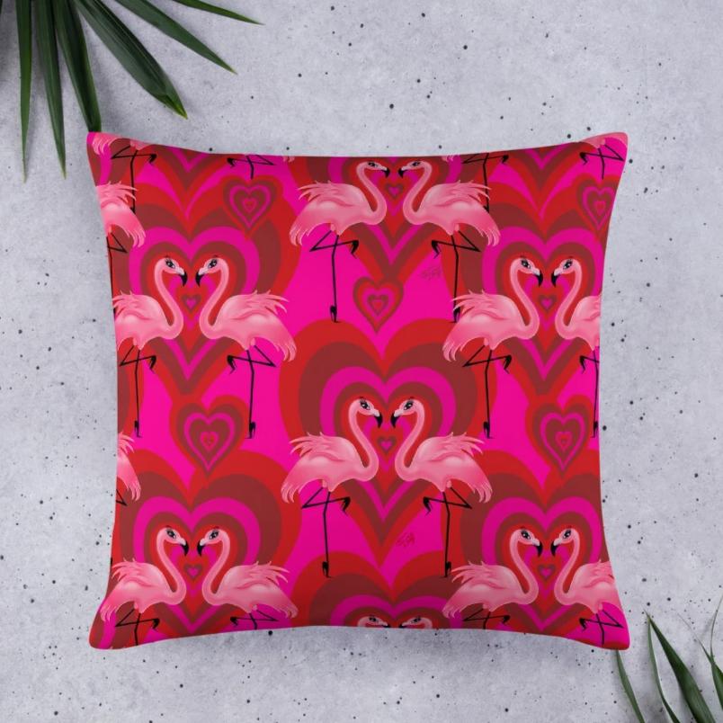 Flamingo Love Pattern • Throw Pillow