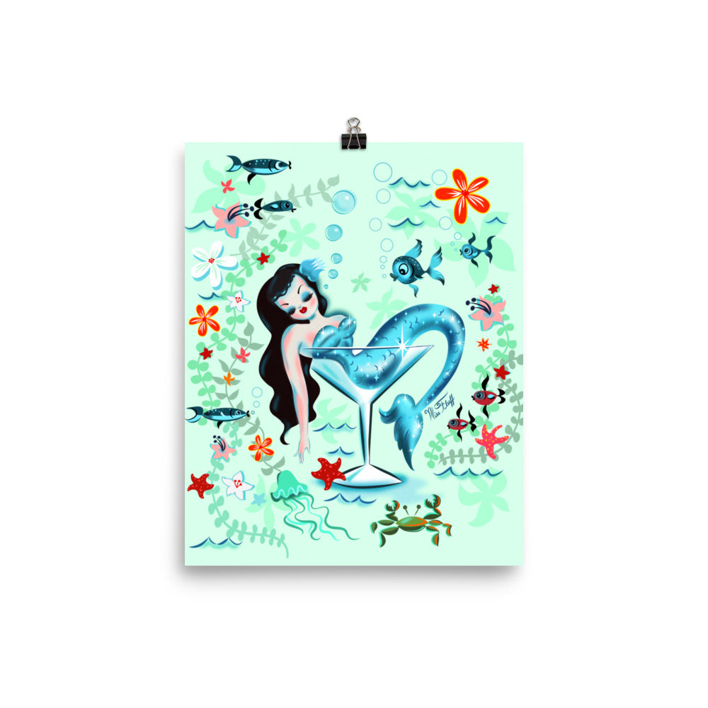 Tipsy Martini Mermaid • Art Print