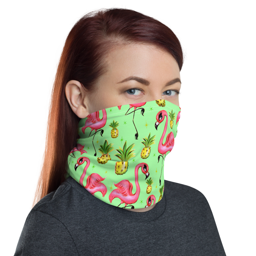 Flamingos and Pineapples • Neck Gaiter Face Mask
