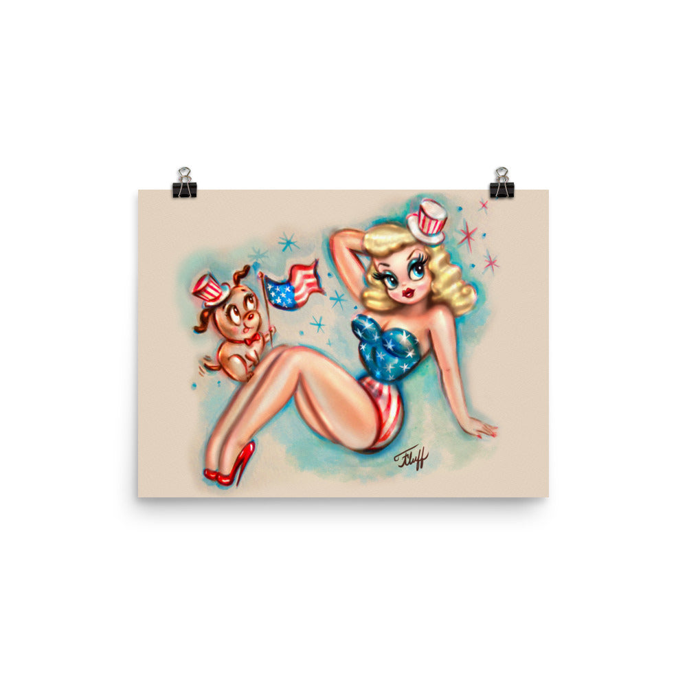Patriotic Pinup Girl • Art Print