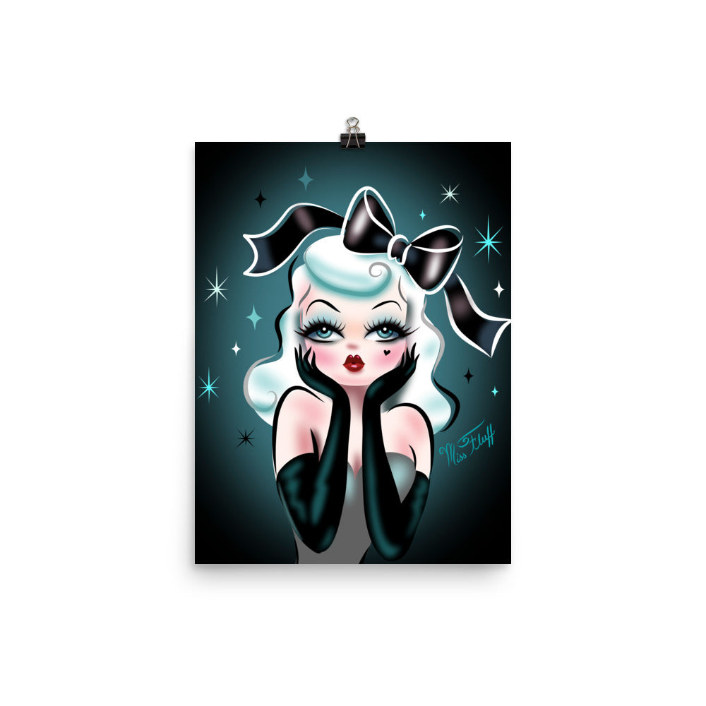 Glamour Doll with Black Bow • Art Print