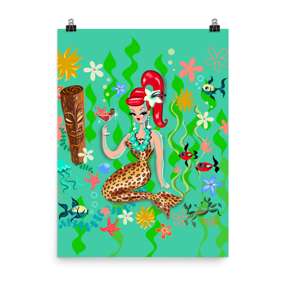 Leopard Martini Mermaid • Art Print