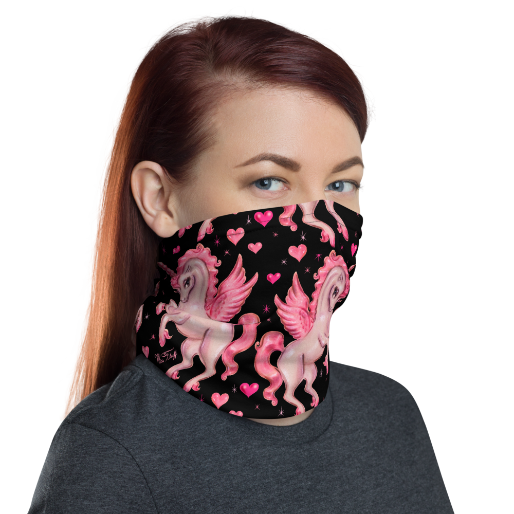 Unicorn Pegasus on Black • Neck Gaiter Face Mask
