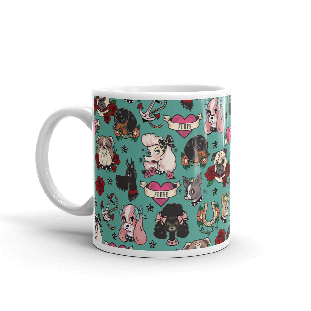 Tattoo Pooch on Teal • Mug