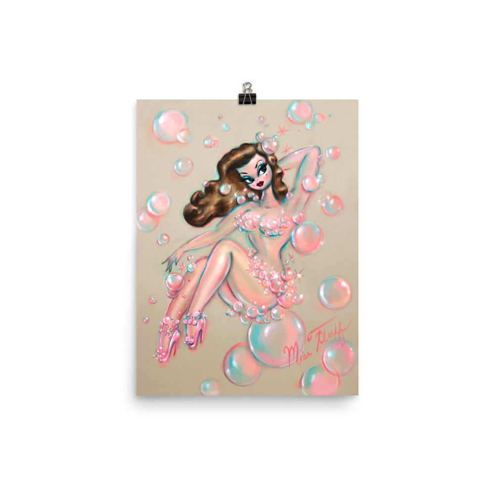 Brunette Bubble Pin Up Girl • Art Print