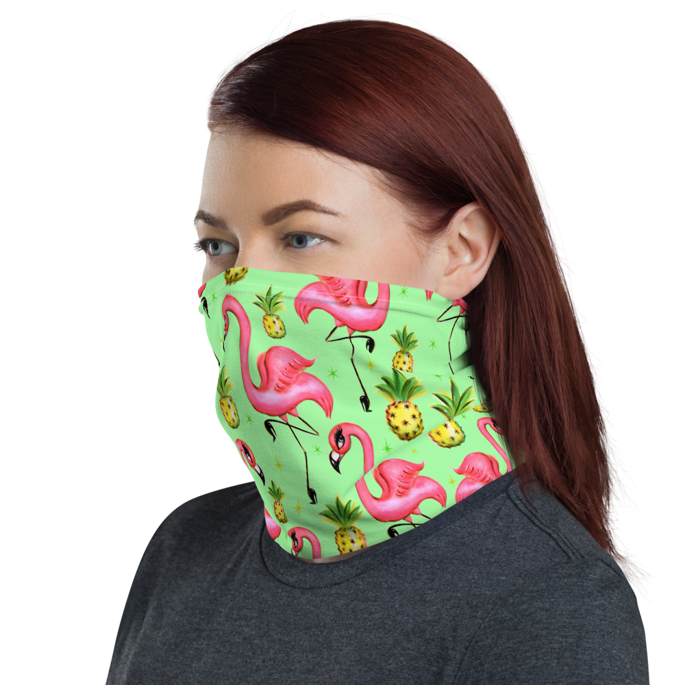 Flamingos and Pineapples • Neck Gaiter Face Mask