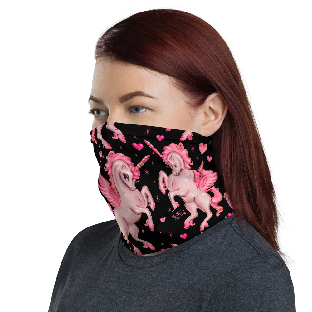 Unicorn Pegasus on Black • Neck Gaiter Face Mask