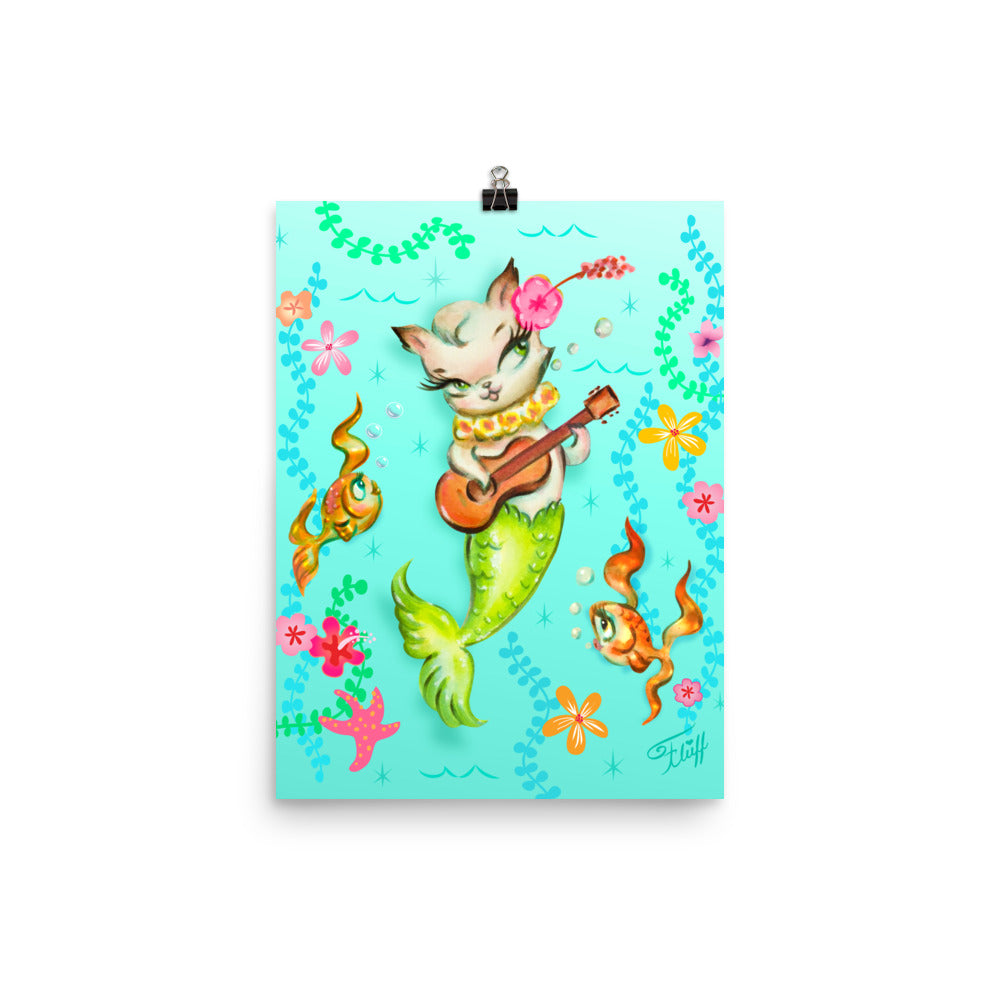 Merkitten with Ukulele • Art Print