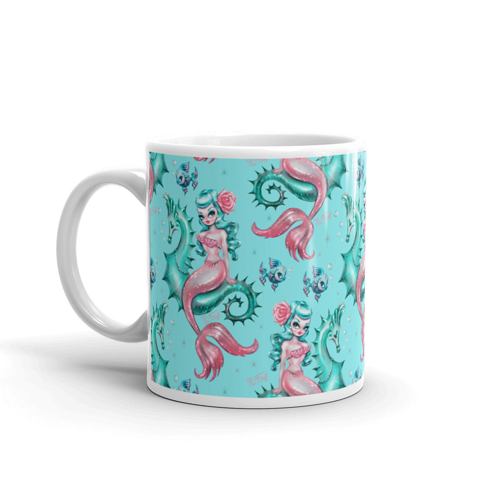 Mysterious Mermaid on Aqua • Mug