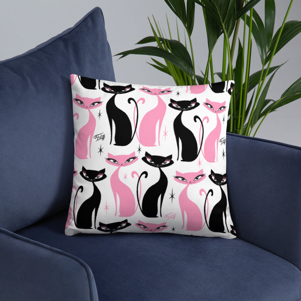 Mod Love Cats • Throw Pillow